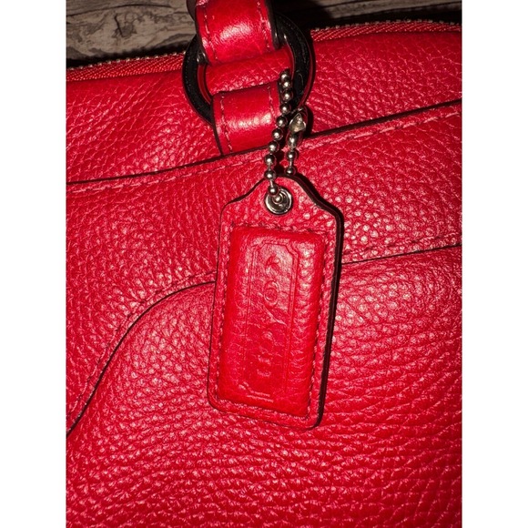 Coach Penelope F16529 Satchel Handbag Red Leather Turnlock Top Zip - Picture 3 of 16
